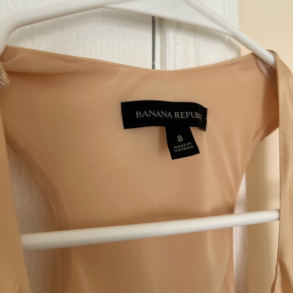 Banana republic satin gold cream midi dress like new size   6 altered - Picture 5 of 5